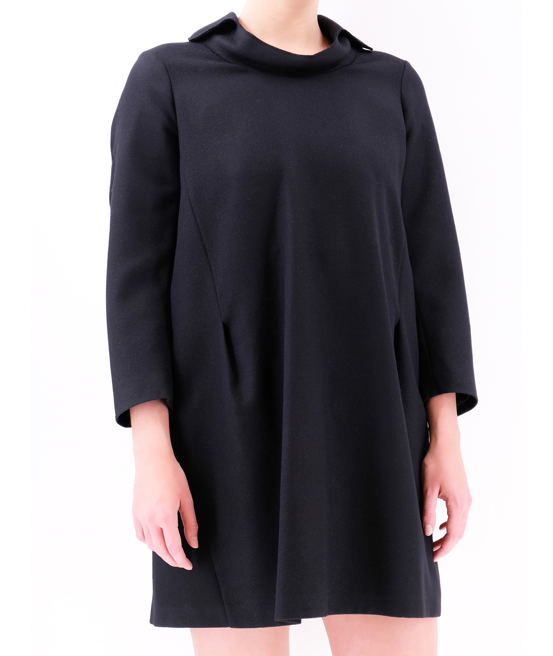 JIL SANDER Черное шерстяное повседневное платье, фото 2