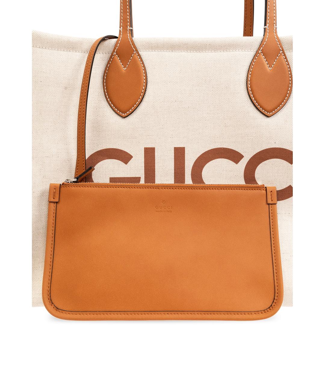 GUCCI Бежевая тканевая сумка с короткими ручками, фото 6