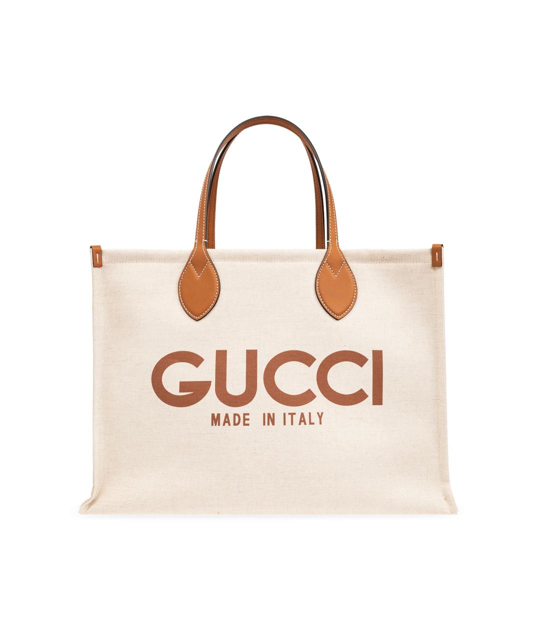 GUCCI Бежевая тканевая сумка с короткими ручками, фото 7