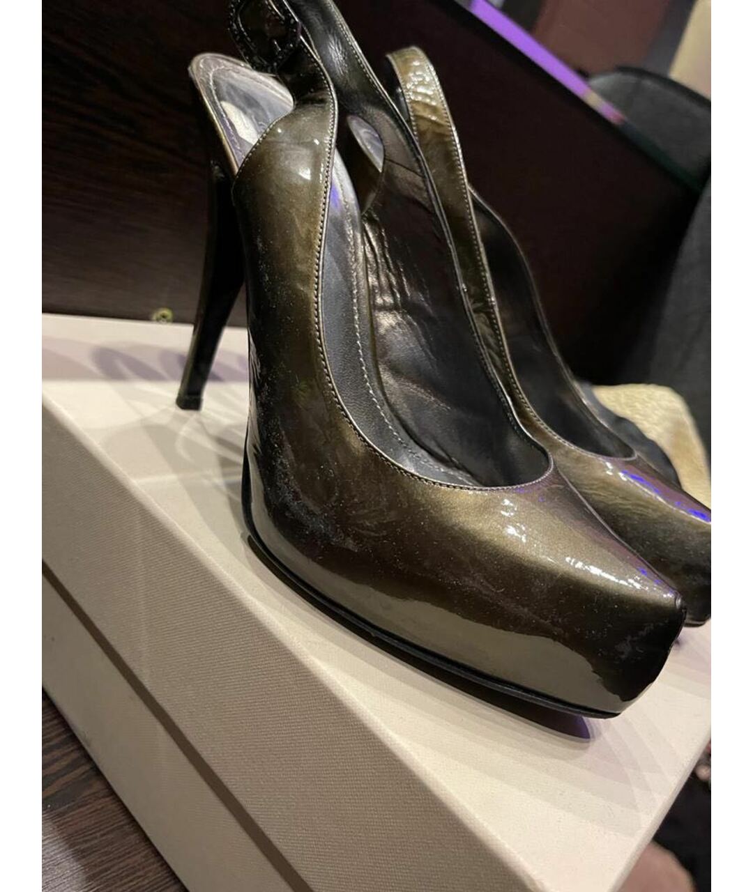 NANDO MUZI Хаки туфли из лакированной кожи, фото 3