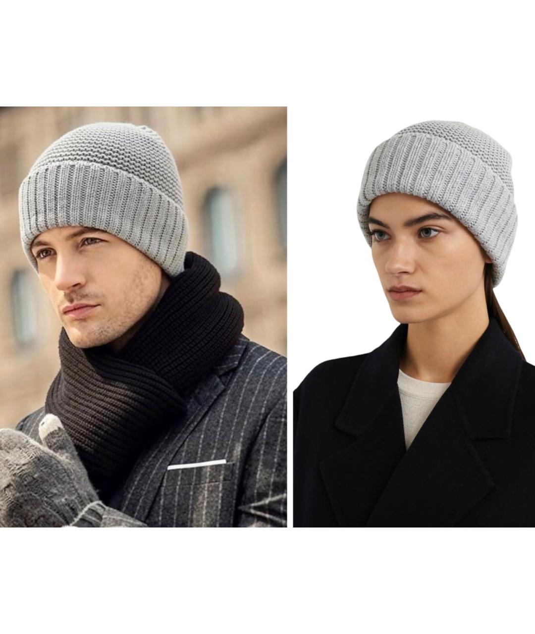 BILANCIONI Серая шерстяная шапка, фото 2