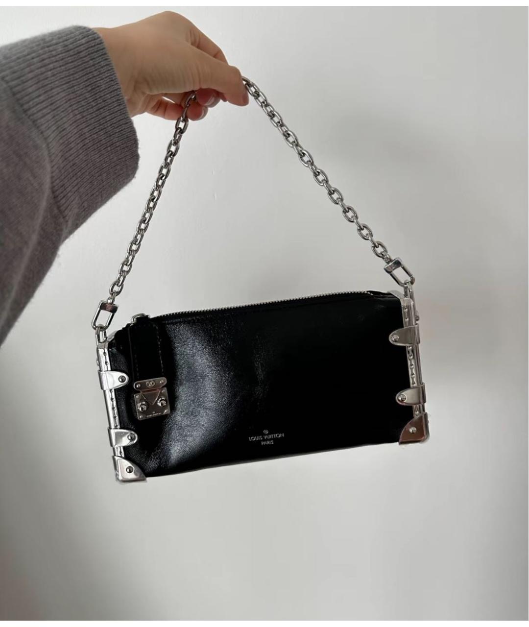 LOUIS VUITTON Черная кожаная сумка через плечо, фото 6