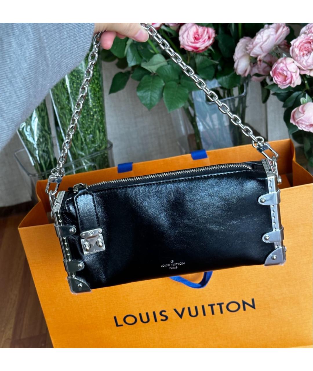 LOUIS VUITTON Черная кожаная сумка через плечо, фото 7