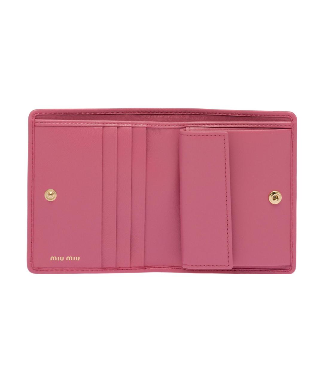 MIU MIU Розовый кожаный кошелек, фото 4