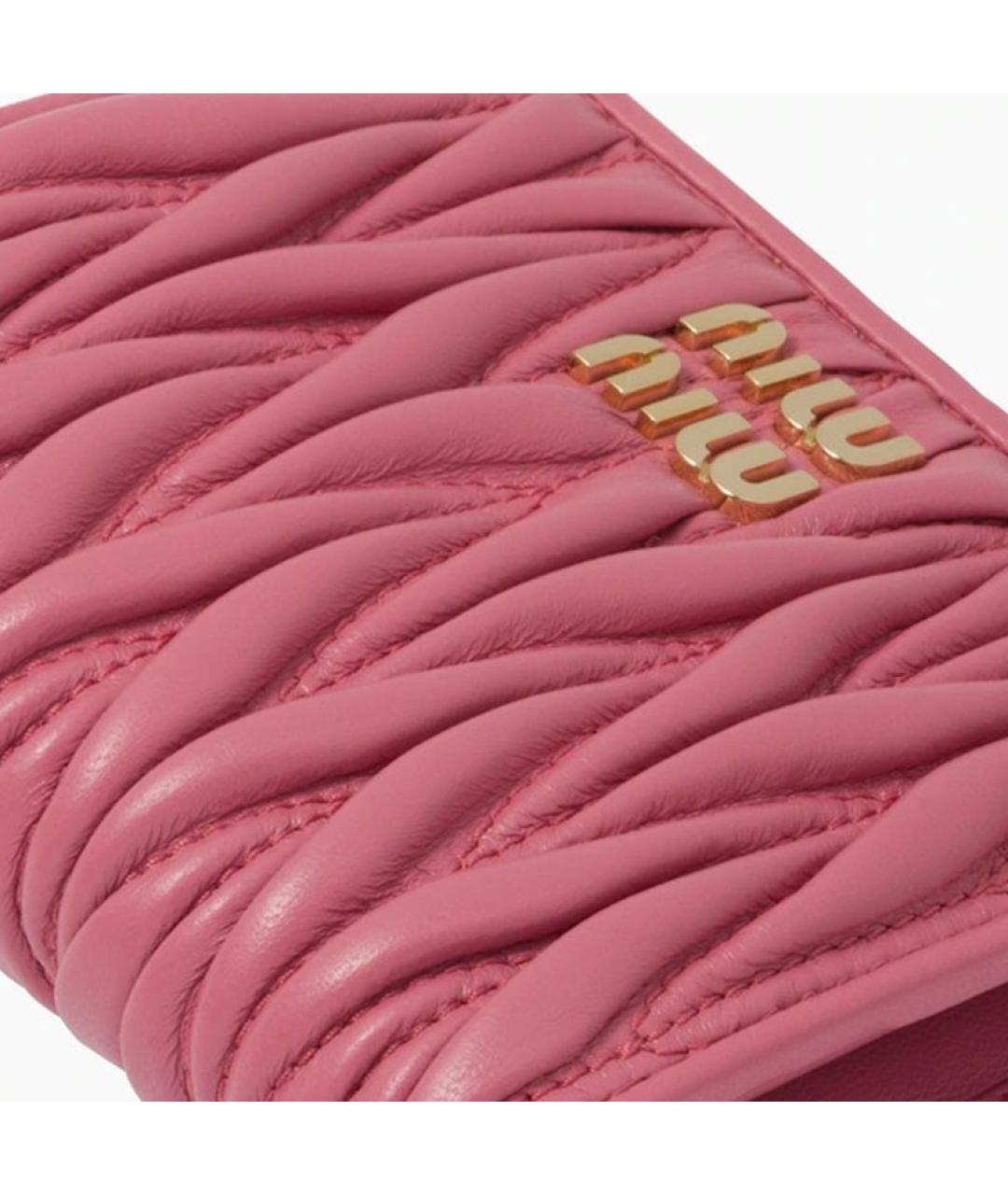 MIU MIU Розовый кожаный кошелек, фото 5