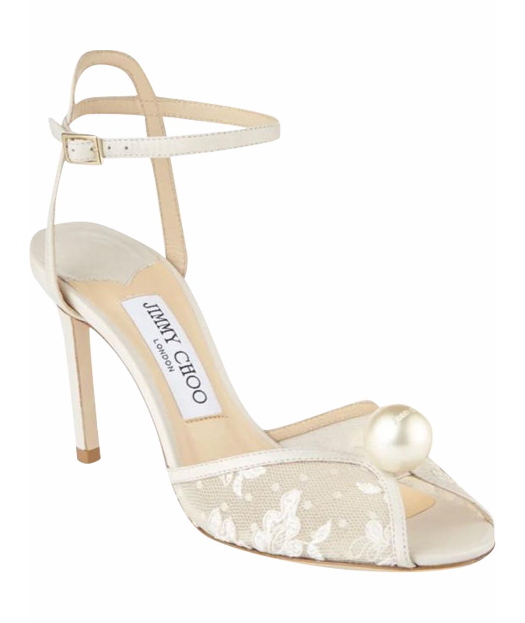 JIMMY CHOO Бежевые текстильные босоножки, фото 1