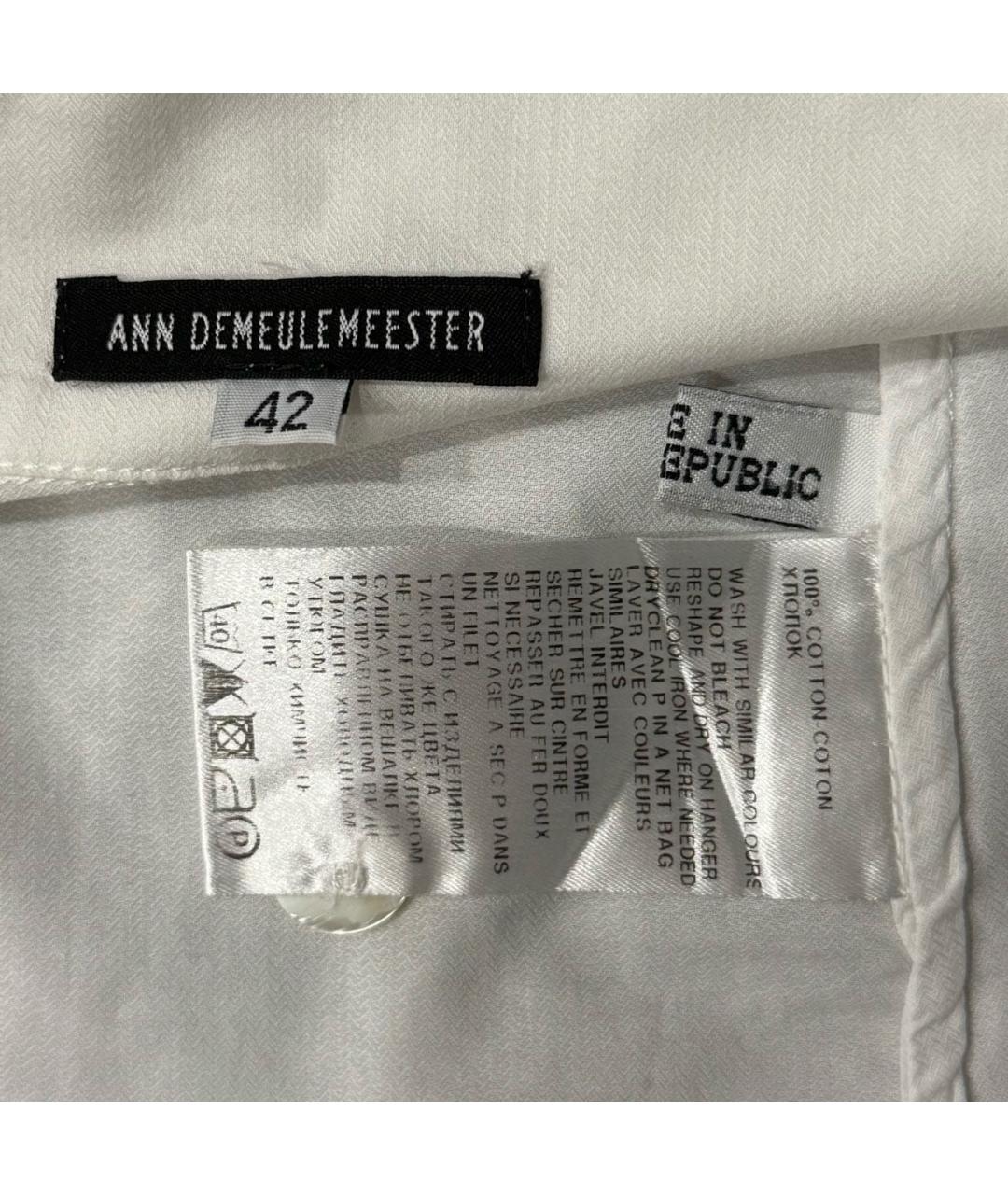 ANN DEMEULEMEESTER Белая хлопковая классическая рубашка, фото 8