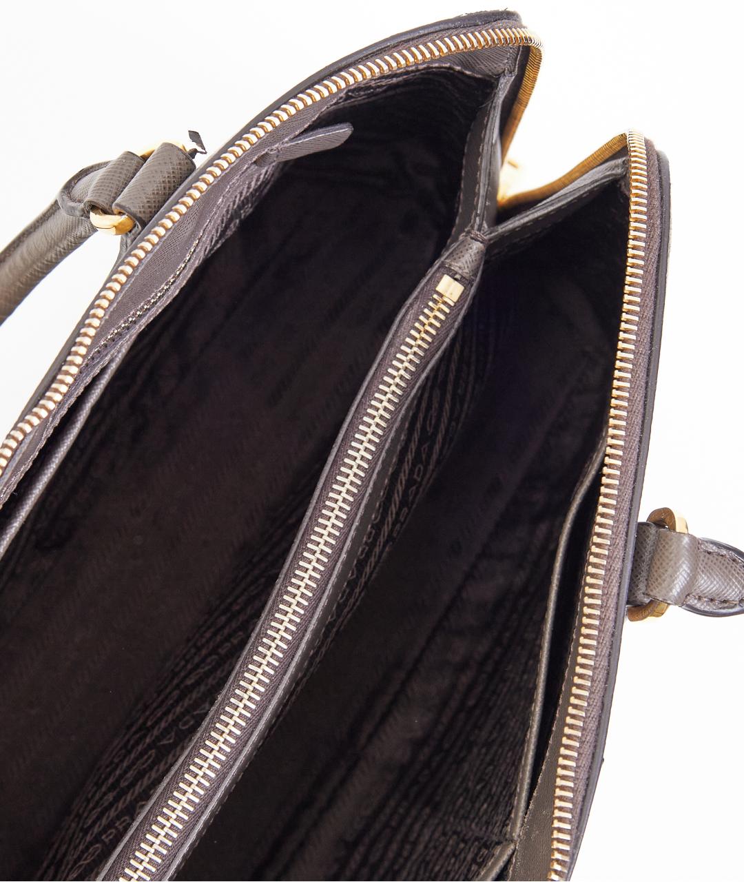 PRADA Серая кожаная сумка с короткими ручками, фото 7