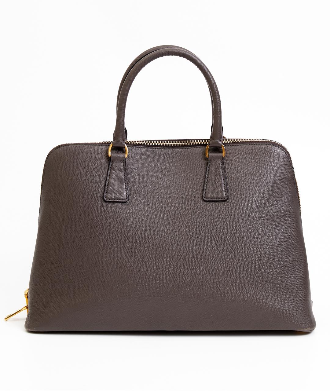 PRADA Серая кожаная сумка с короткими ручками, фото 3