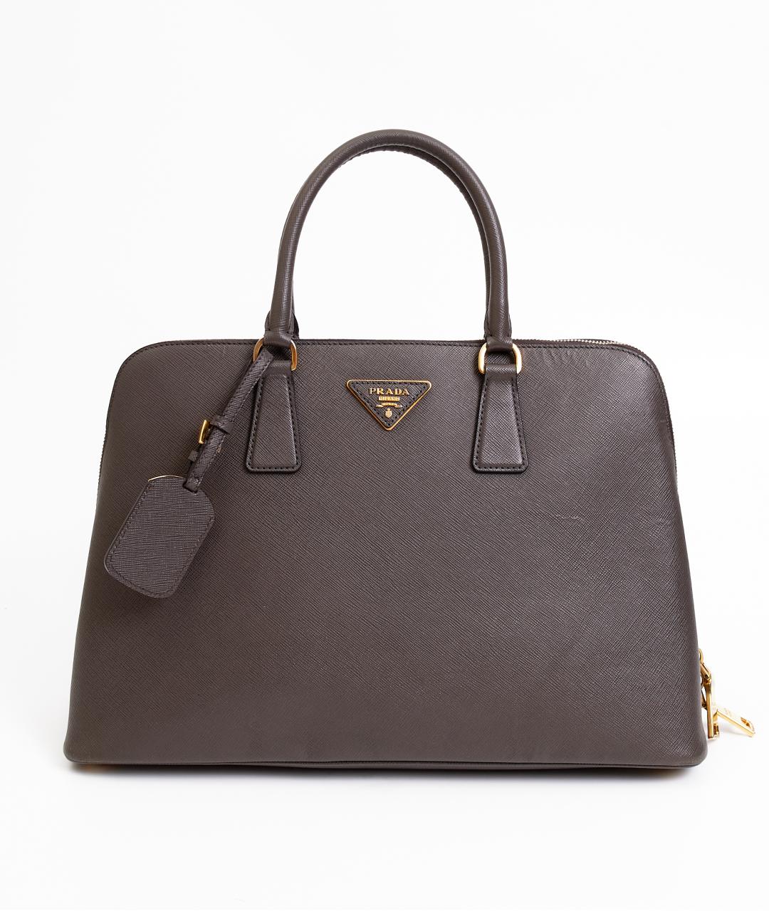 PRADA Серая кожаная сумка с короткими ручками, фото 8