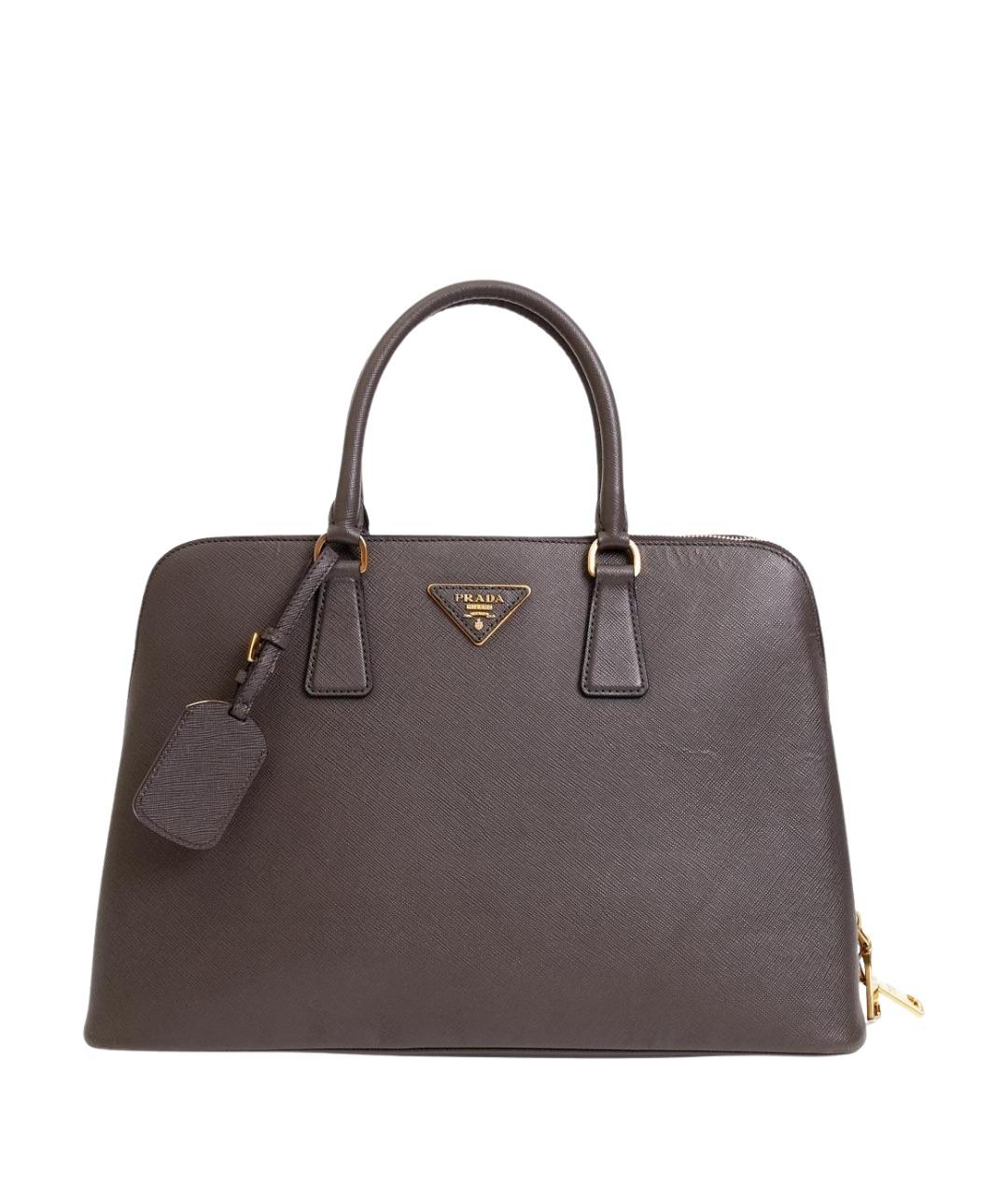 PRADA Серая кожаная сумка с короткими ручками, фото 1