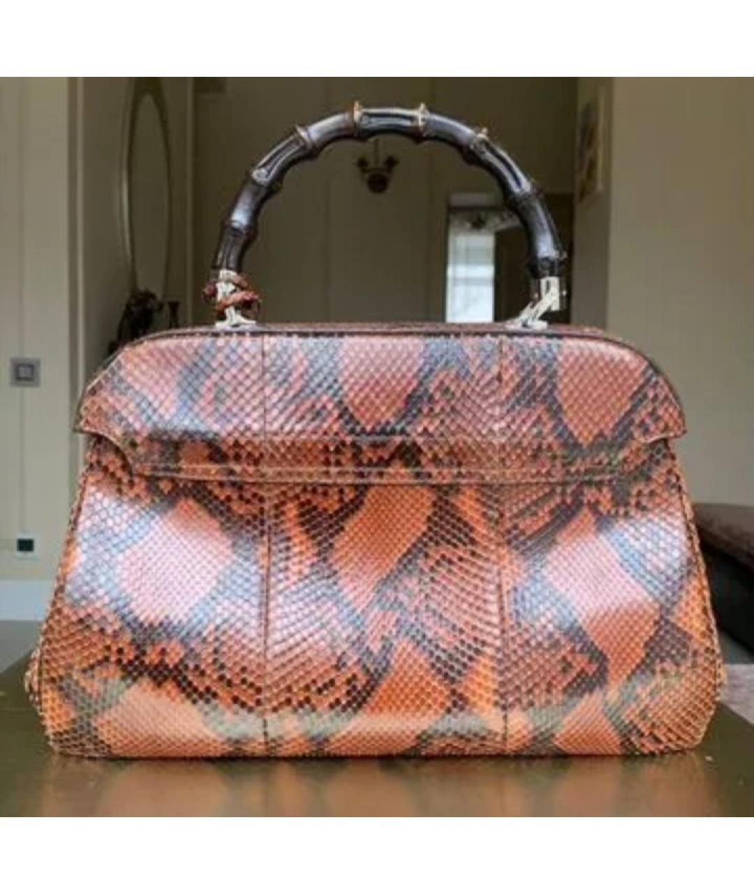 GUCCI Коричневая сумка с короткими ручками из экзотической кожи, фото 7