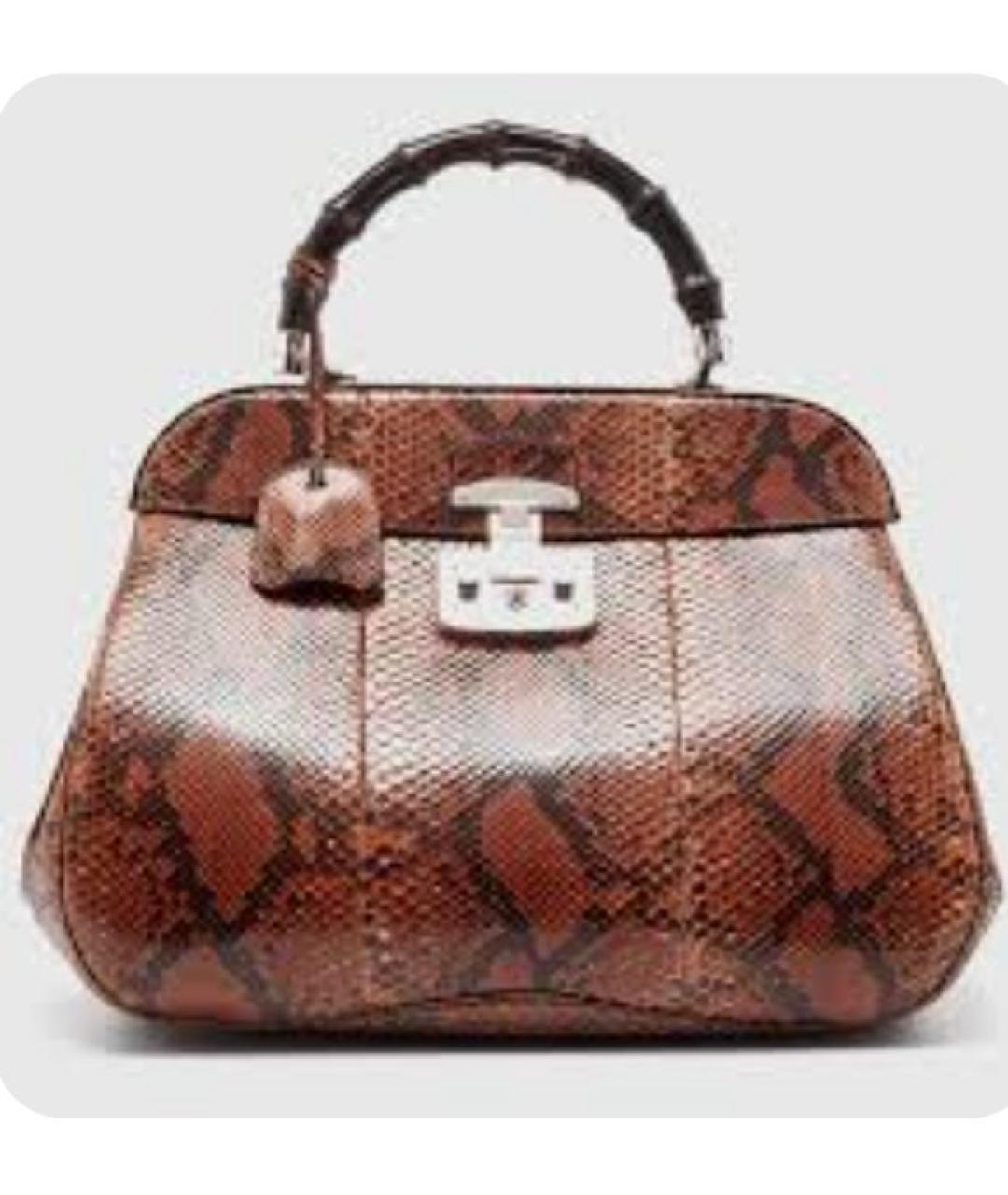 GUCCI Коричневая сумка с короткими ручками из экзотической кожи, фото 9