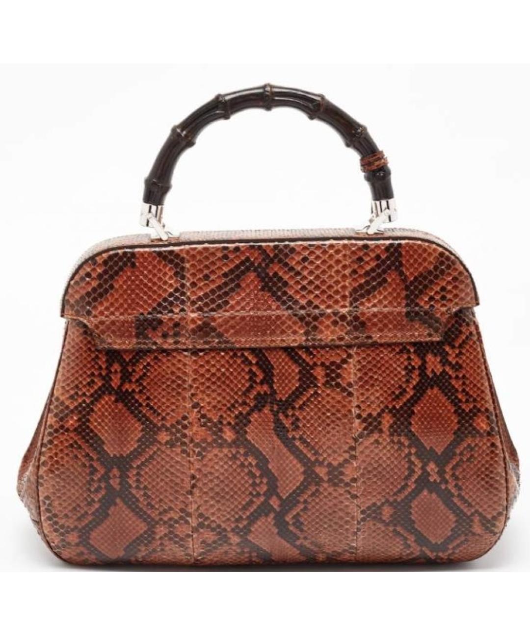 GUCCI Коричневая сумка с короткими ручками из экзотической кожи, фото 3