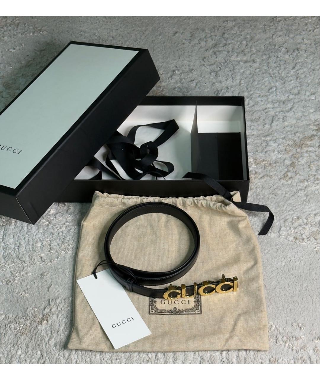 GUCCI Черный кожаный ремень, фото 5