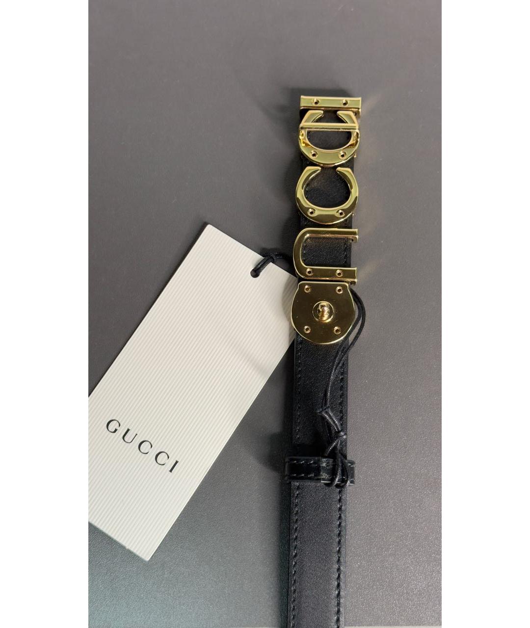 GUCCI Черный кожаный ремень, фото 4