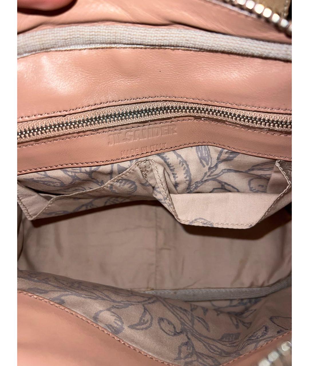 JIL SANDER Бежевая сумка с короткими ручками из экзотической кожи, фото 5