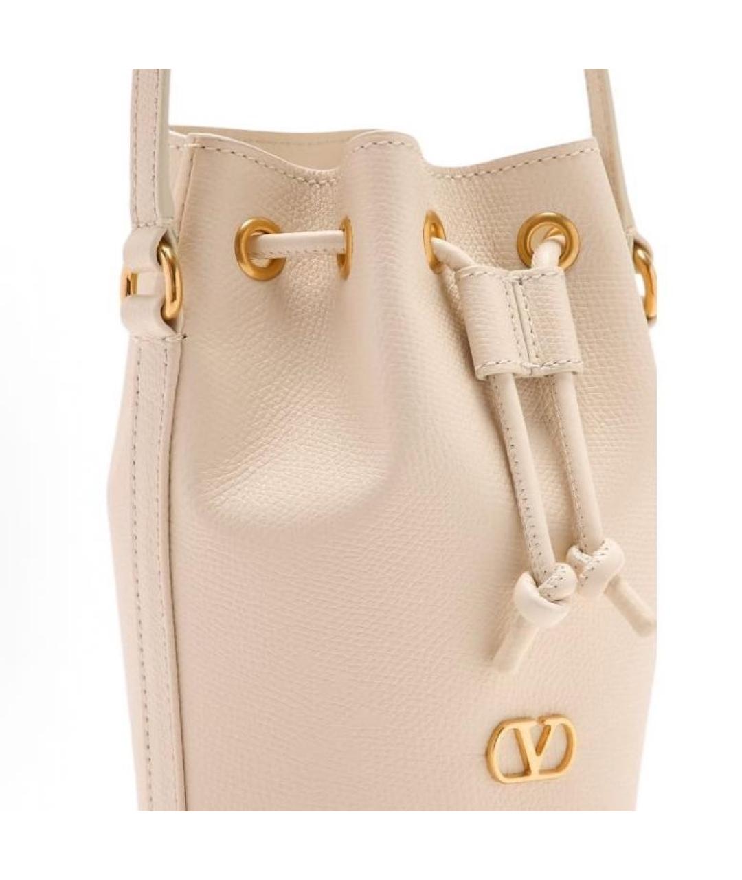 VALENTINO Бежевая кожаная сумка через плечо, фото 3