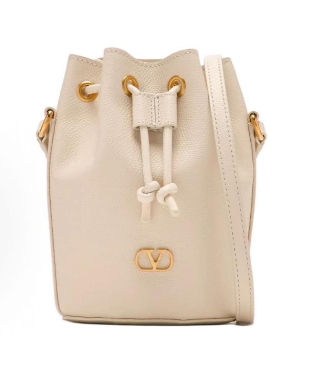 VALENTINO Бежевая кожаная сумка через плечо, фото 5