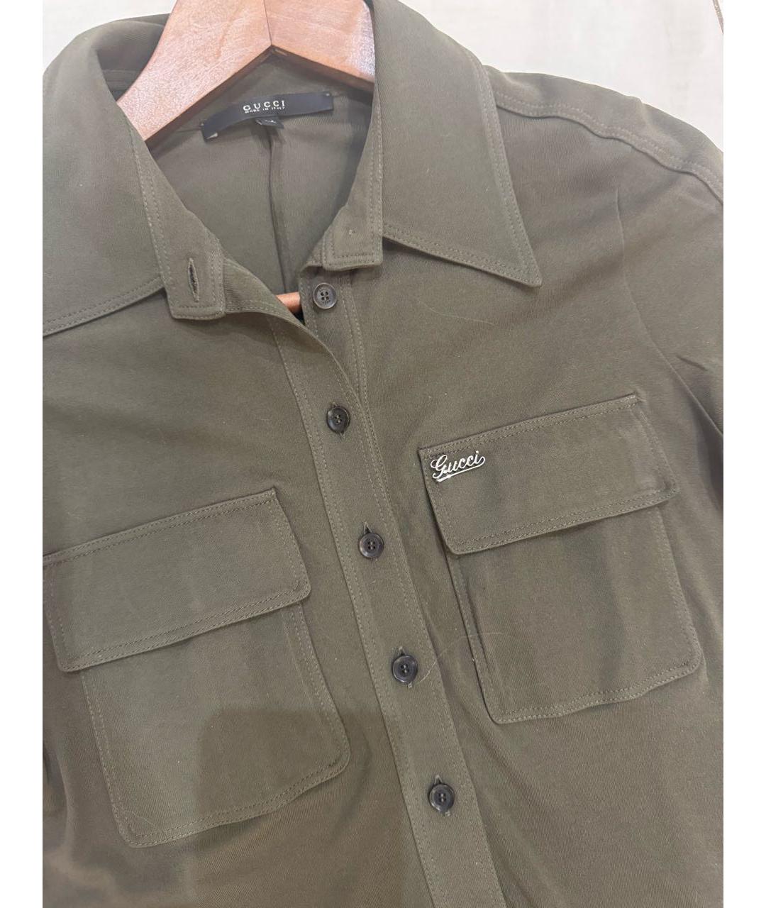 GUCCI Хаки хлопковое повседневное платье, фото 4