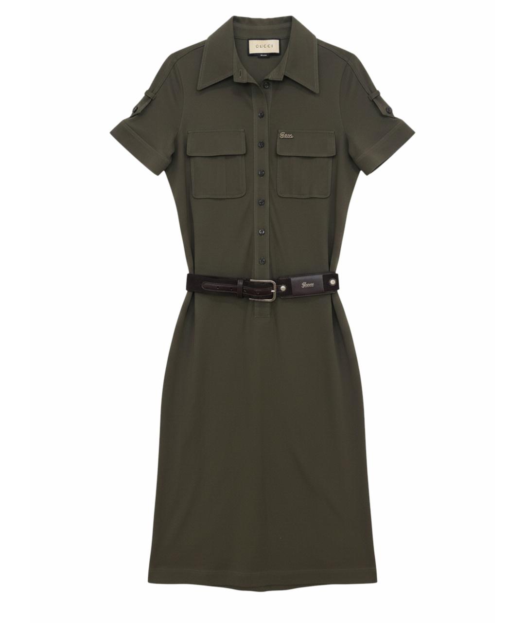 GUCCI Хаки хлопковое повседневное платье, фото 1