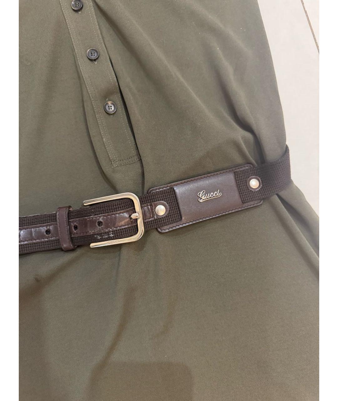 GUCCI Хаки хлопковое повседневное платье, фото 3