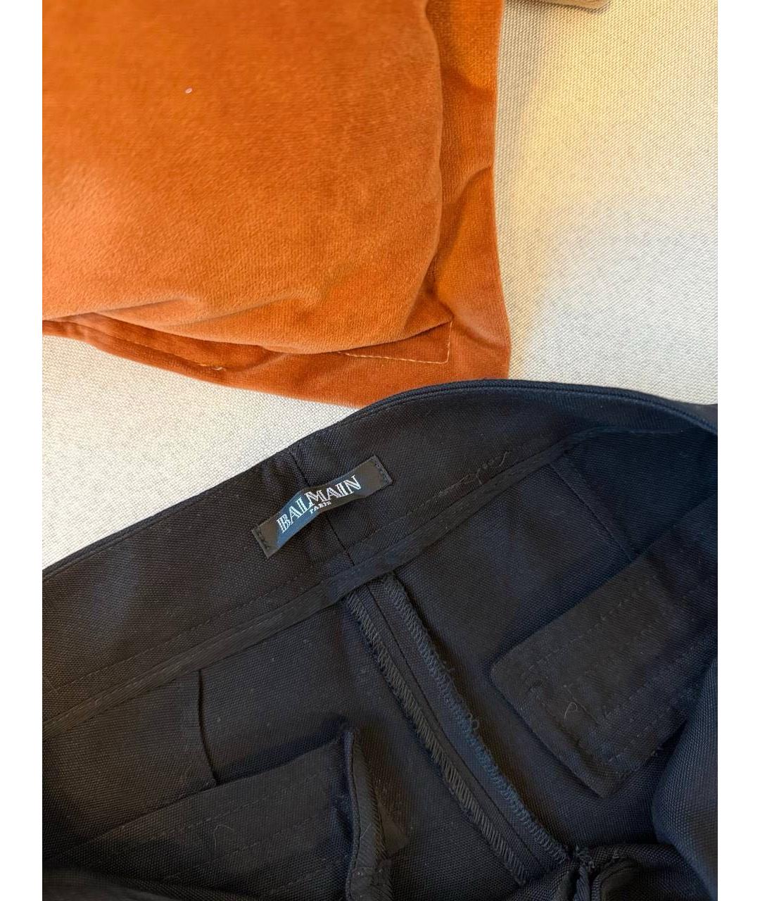 BALMAIN Черные хлопковые брюки широкие, фото 5