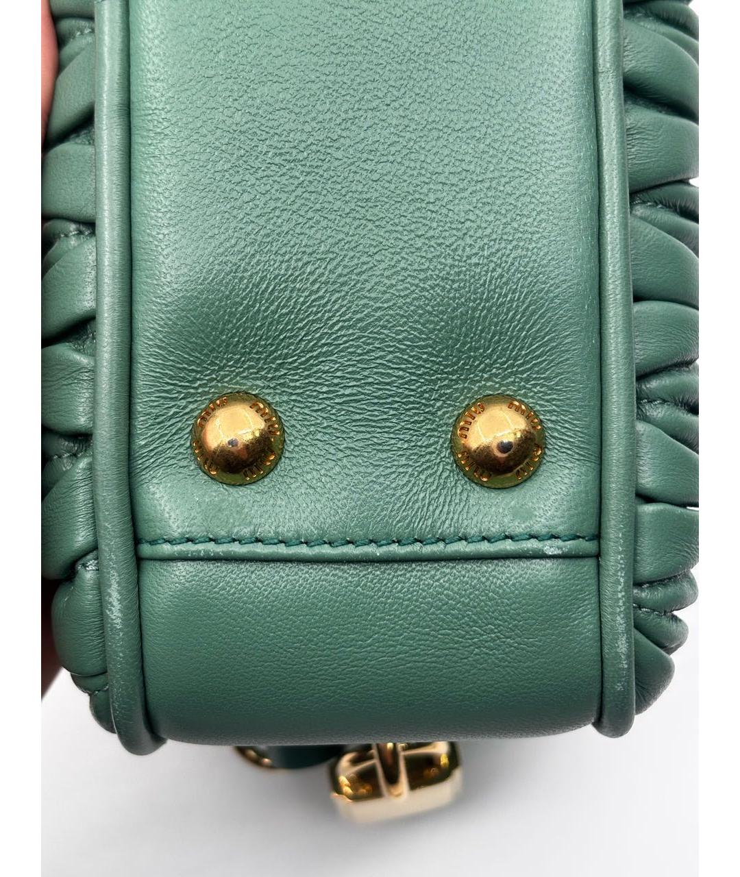 MIU MIU Зеленая кожаная сумка через плечо, фото 6