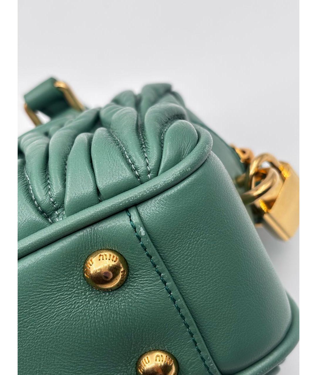 MIU MIU Зеленая кожаная сумка через плечо, фото 5