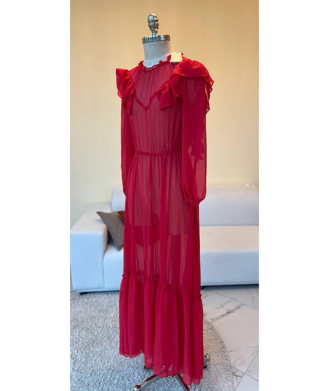 MAJE Красное хлопковое вечернее платье, фото 2