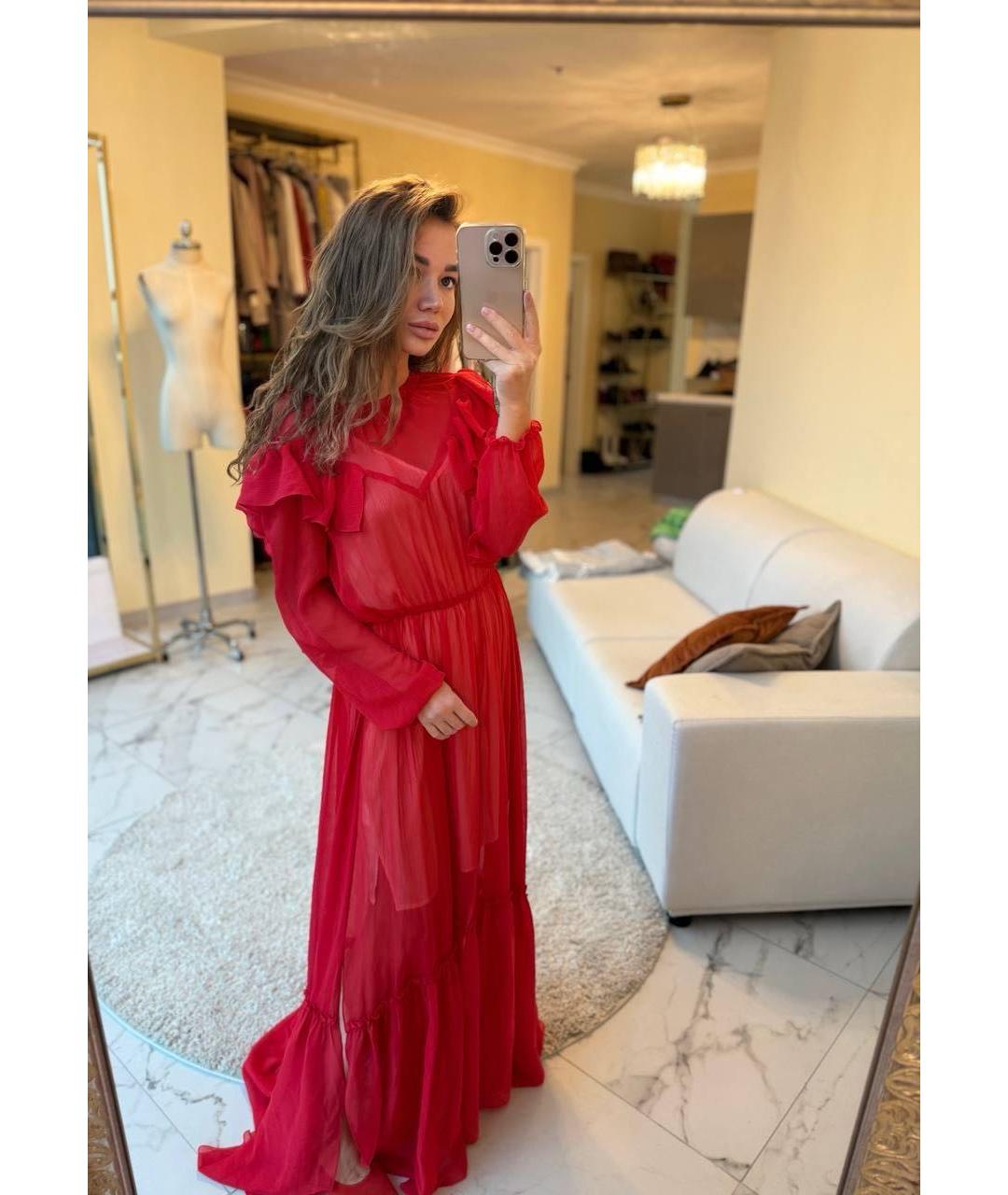 MAJE Красное хлопковое вечернее платье, фото 7