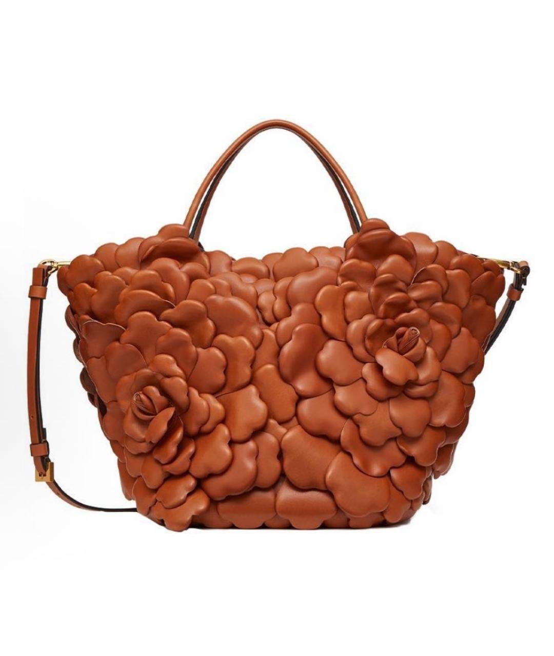 VALENTINO Коричневая кожаная сумка с короткими ручками, фото 8