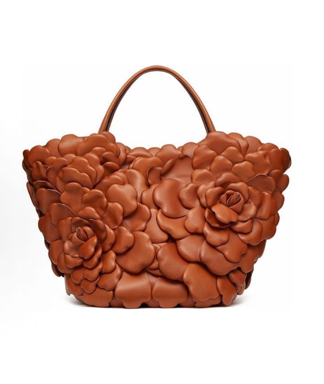 VALENTINO Коричневая кожаная сумка с короткими ручками, фото 2