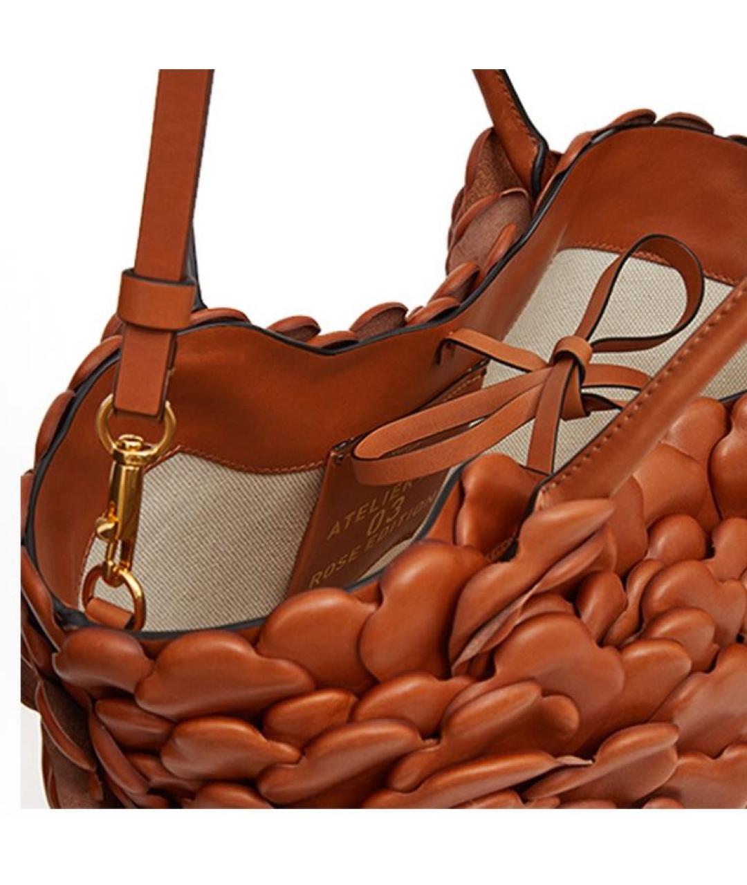 VALENTINO Коричневая кожаная сумка с короткими ручками, фото 4