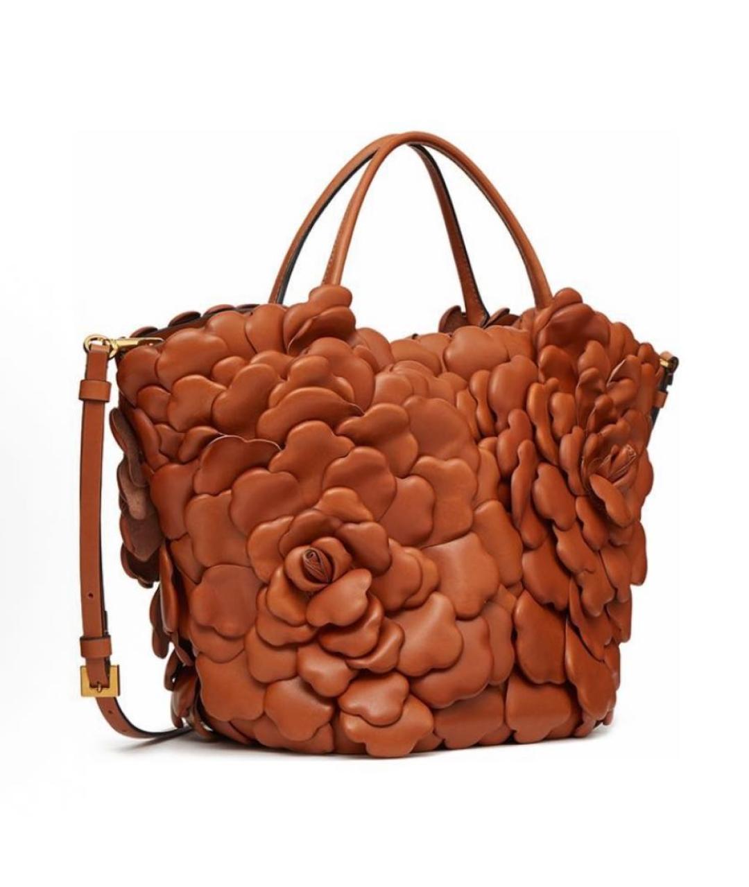 VALENTINO Коричневая кожаная сумка с короткими ручками, фото 3