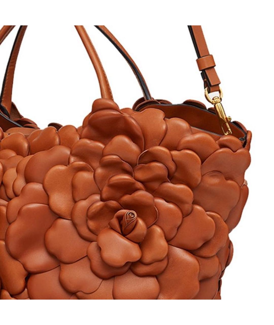 VALENTINO Коричневая кожаная сумка с короткими ручками, фото 5