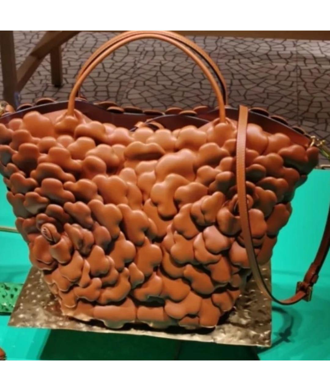 VALENTINO Коричневая кожаная сумка с короткими ручками, фото 7