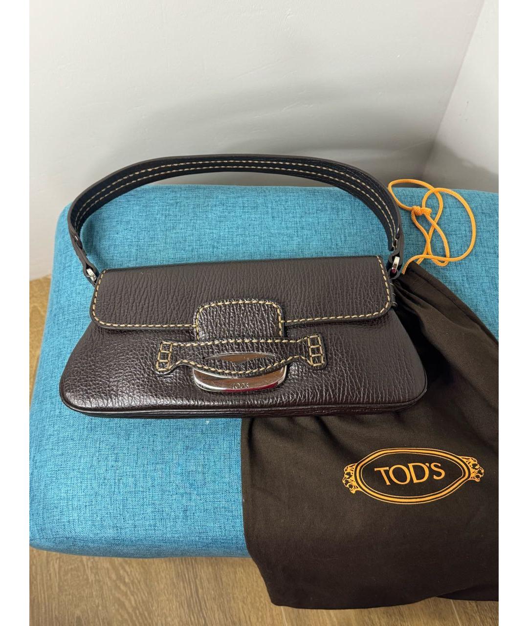 TOD'S Коричневая кожаная сумка через плечо, фото 7