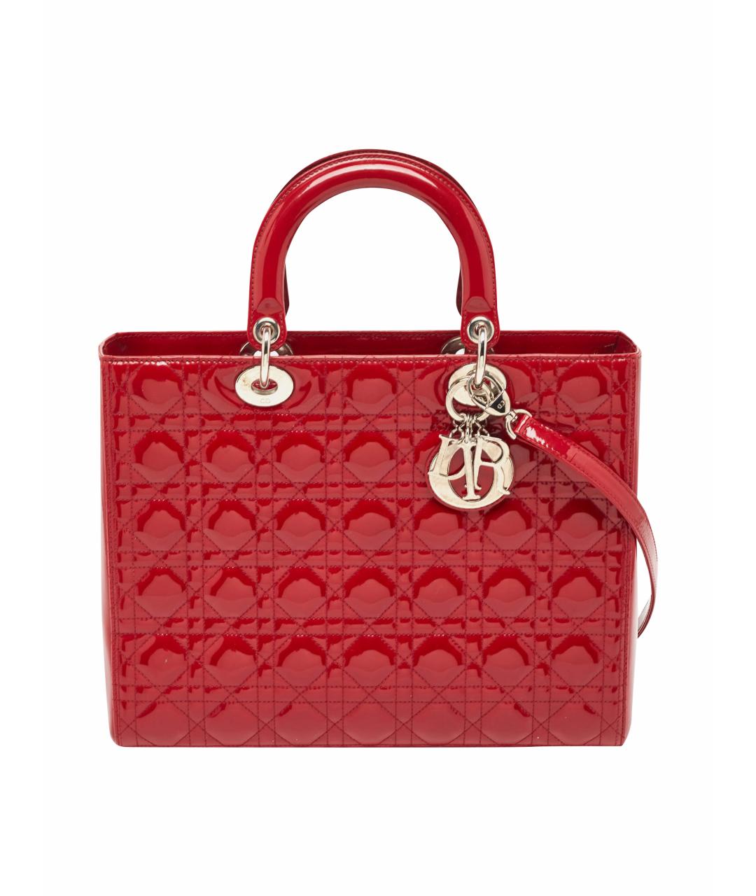 CHRISTIAN DIOR Бордовая сумка с короткими ручками из лакированной кожи, фото 1
