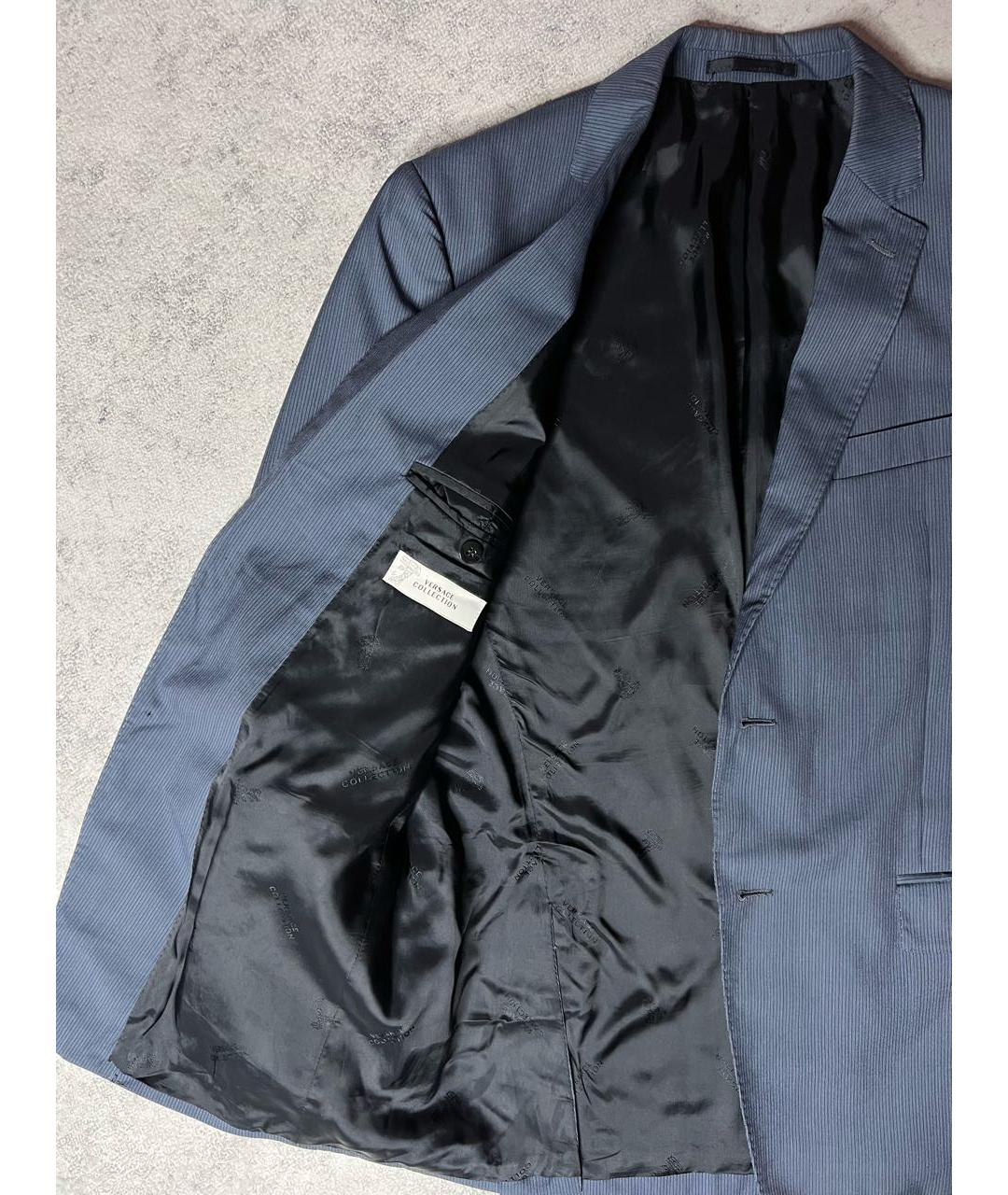 VERSACE COLLECTION Синий шерстяной жакет/пиджак, фото 4