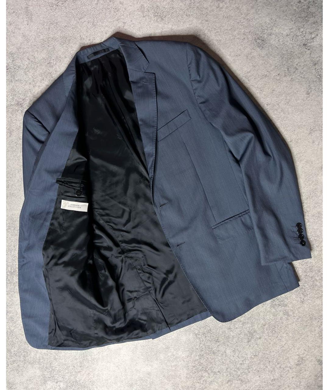 VERSACE COLLECTION Синий шерстяной жакет/пиджак, фото 3