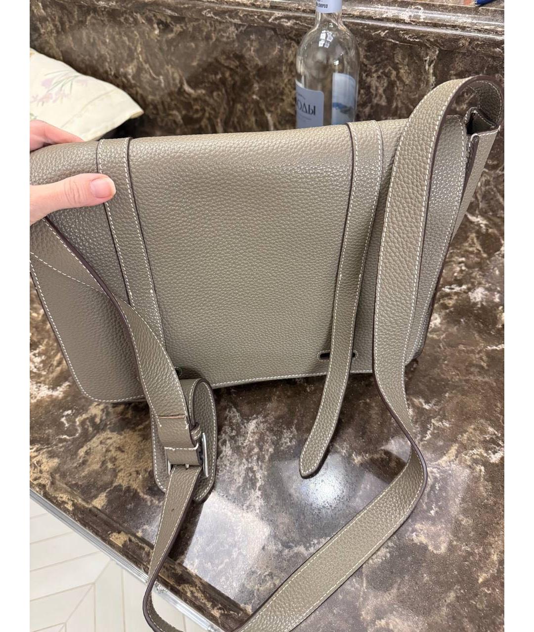 HERMES Бежевая кожаная сумка на плечо, фото 5