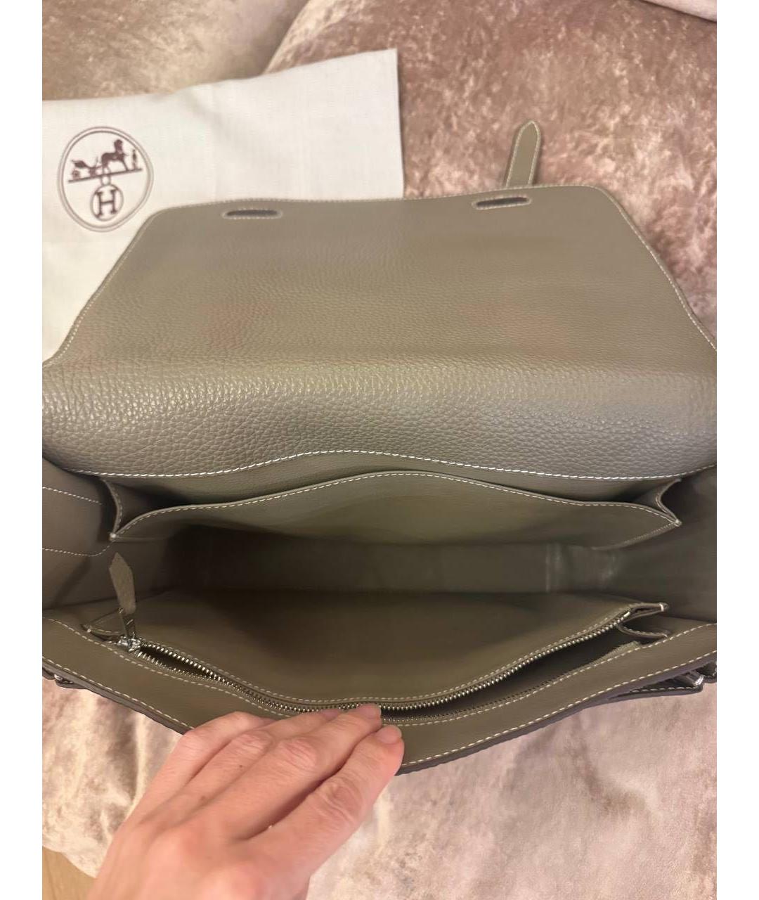 HERMES Бежевая кожаная сумка на плечо, фото 3