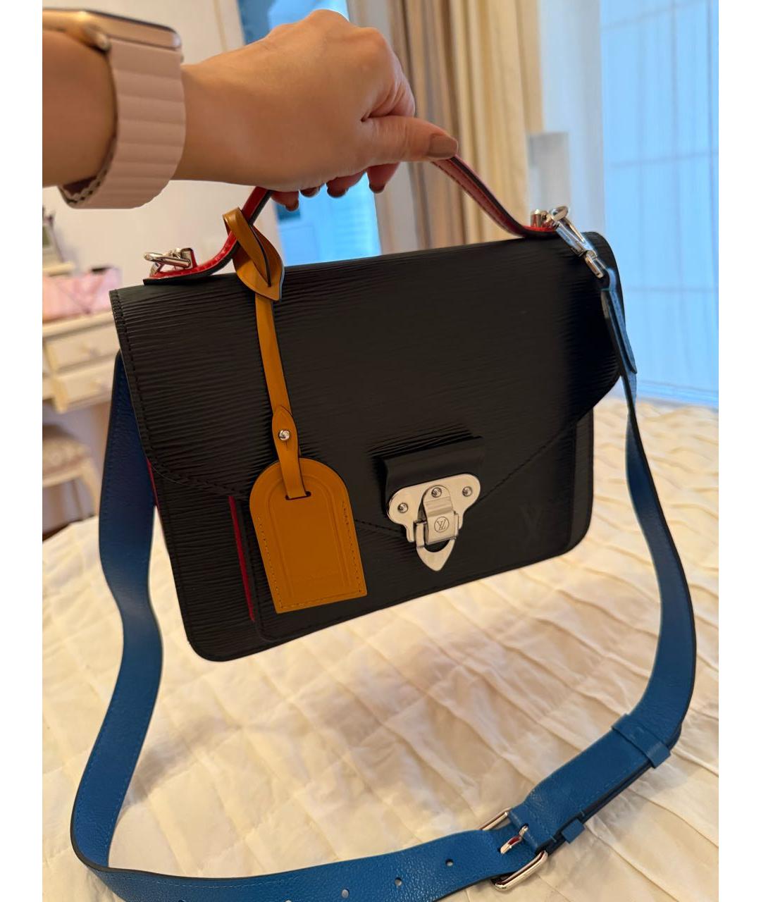 LOUIS VUITTON Черная кожаная сумка через плечо, фото 2