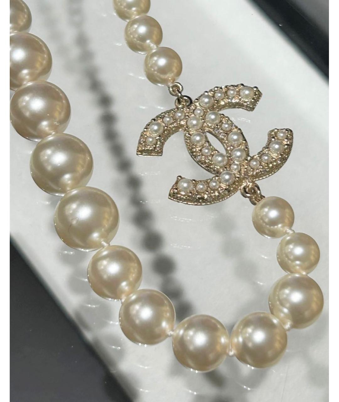 CHANEL Белое жемчужное колье, фото 4