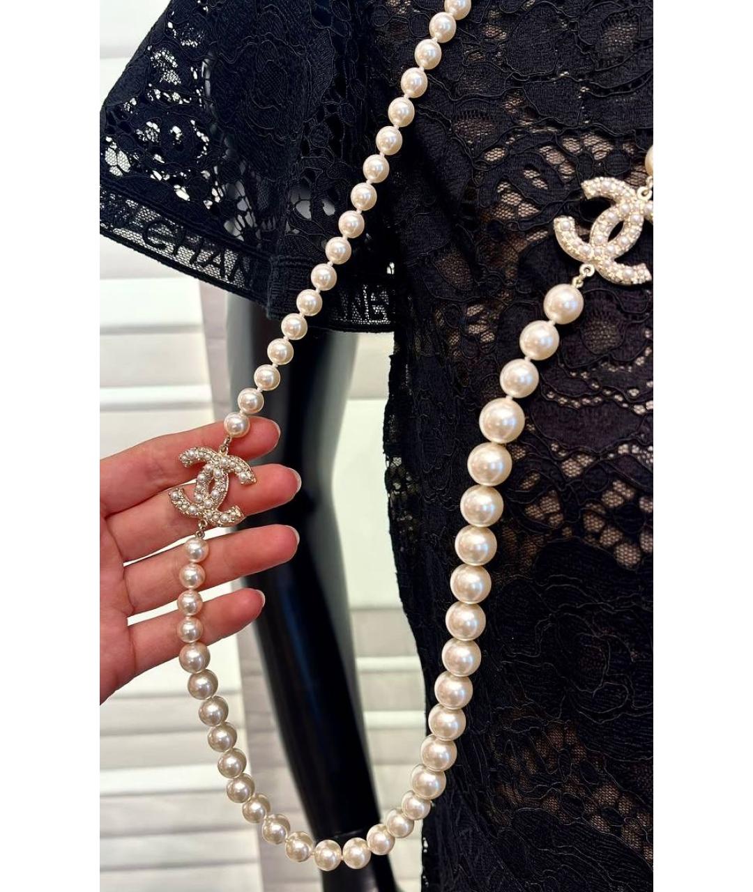 CHANEL Белое жемчужное колье, фото 2