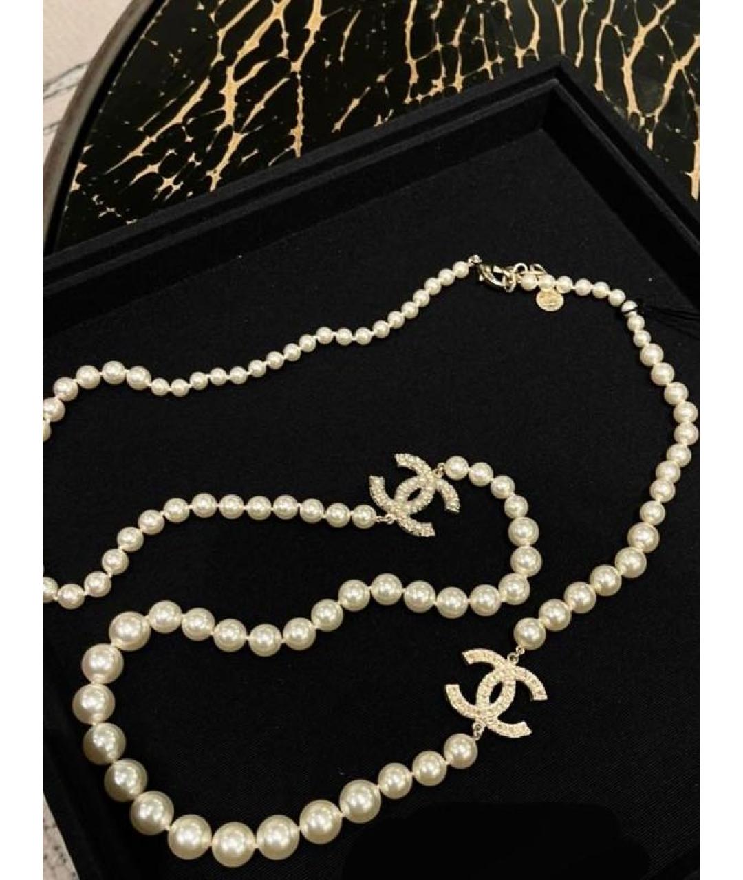 CHANEL Белое жемчужное колье, фото 3