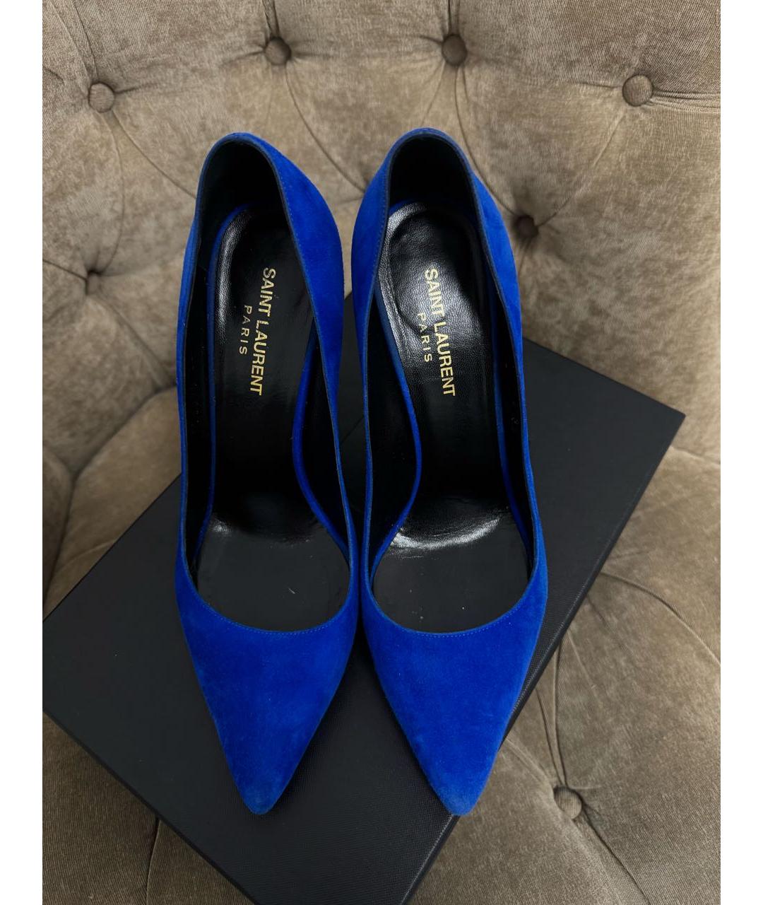 SAINT LAURENT Синие замшевые туфли, фото 2