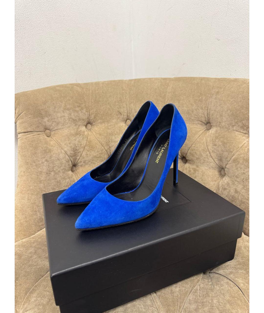 SAINT LAURENT Синие замшевые туфли, фото 5