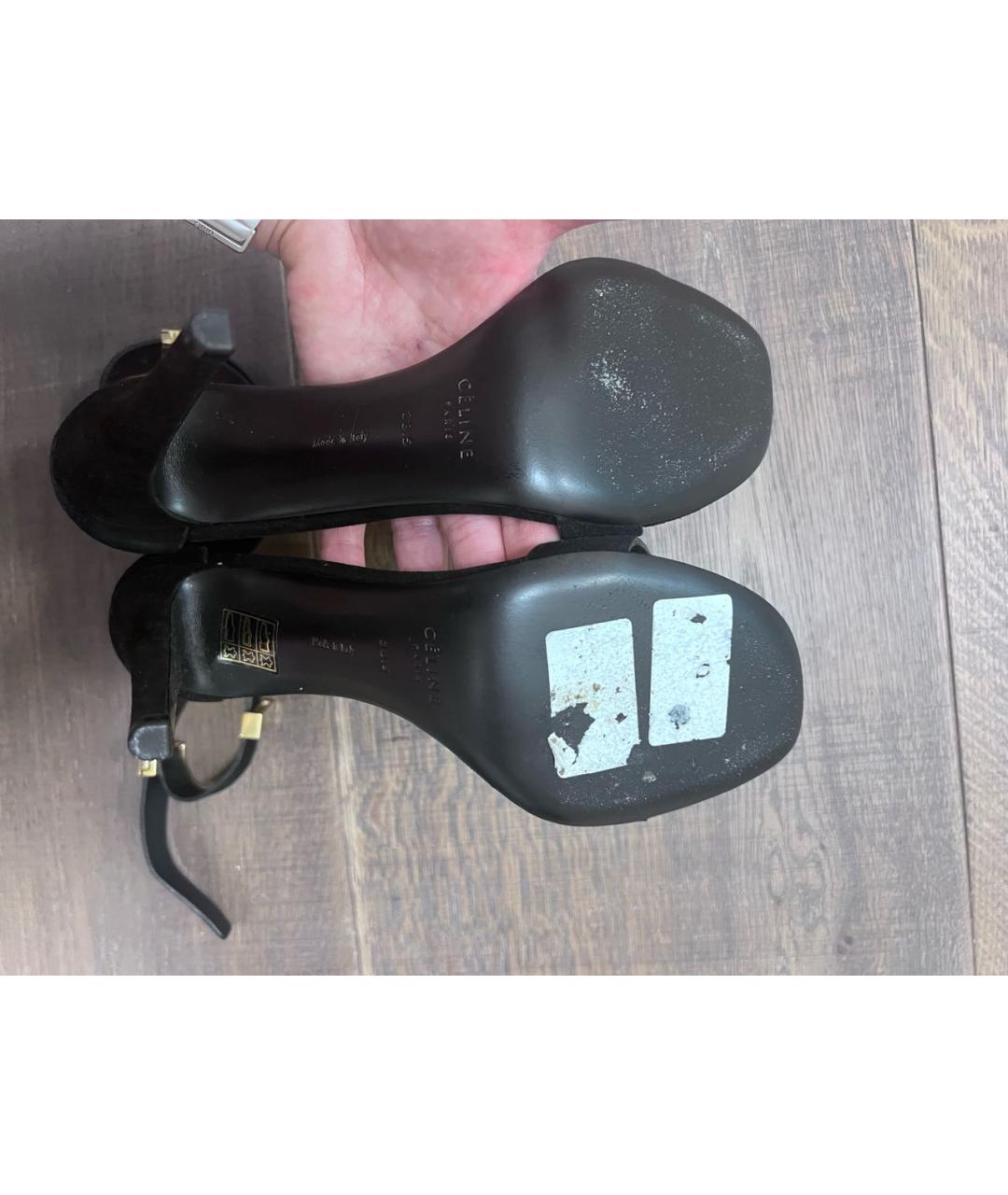 CELINE Черные замшевые босоножки, фото 6